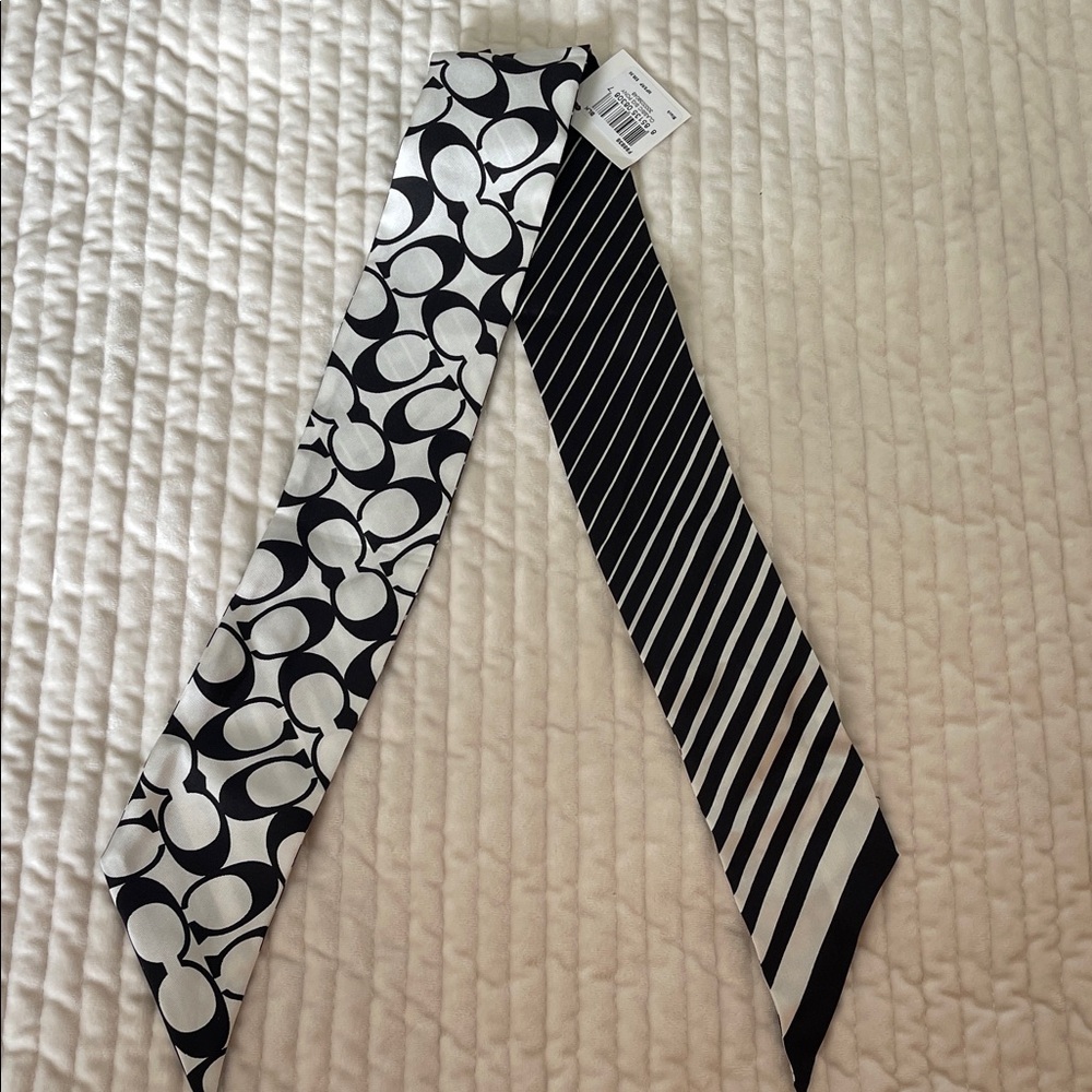 Coach Black and White Signature Skinny Pony  Scarf